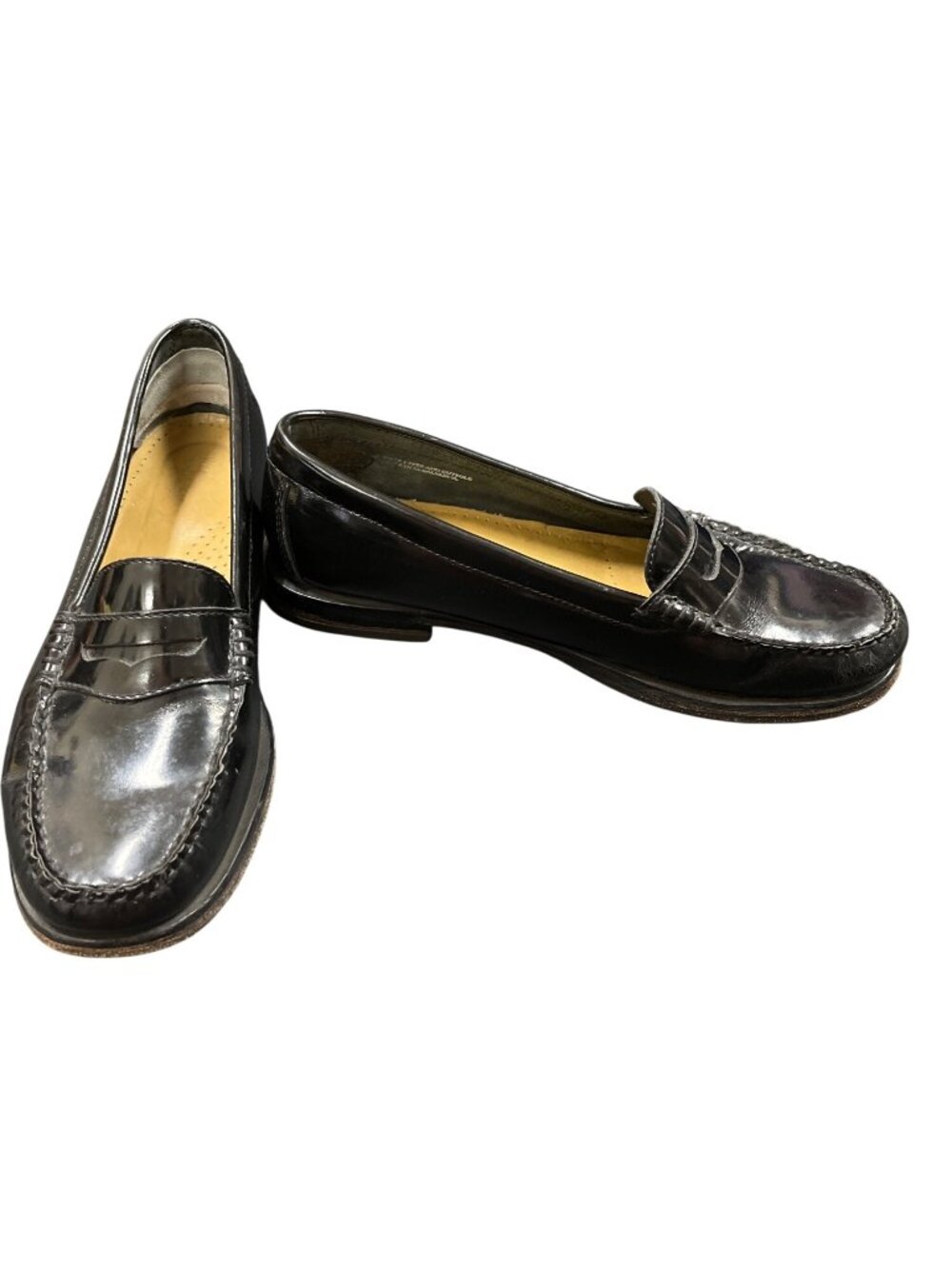 GH Bass Wejuns 4005 VTG USA wms Black leather penny  loafers sz 9.5M SKU 10-656